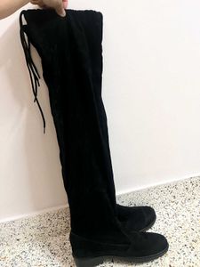 Black Suede Over The Knee Boots |