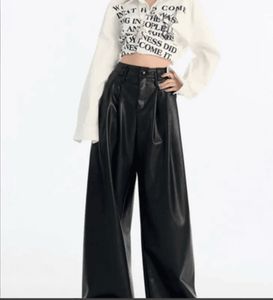 Wide Leg Faux Leather Pants