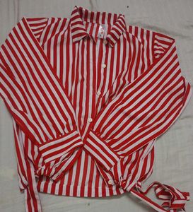 Striped Tie-Front Blouse