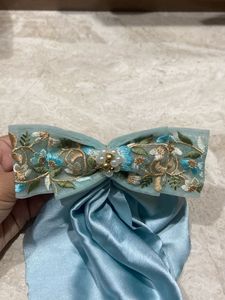 Blue Bow With Ruffles