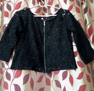 Fancy Black Lace Zip-Up Jacket