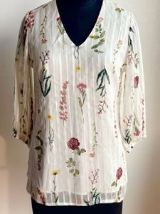 Organza Floral Print Top