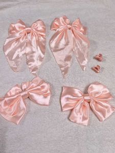 Pink Bow Hair Clip Set