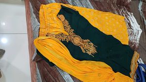Yellow Green Salwar Suit With Plazo Pant For Women