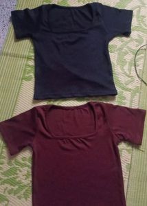 Combo Brown And Black Square Neck Top