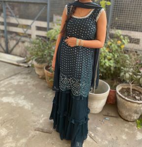 Blue Embellished Kurta Set