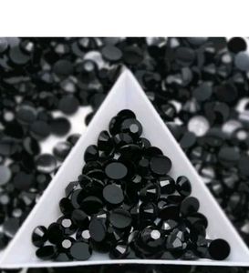 Round Jet Black Crystal Kundan Beads Stones