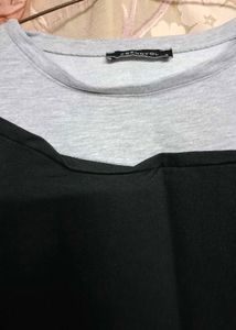 Black-grey Sweat Shirt With Shoulder Cut