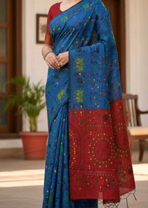 Set Of 2 Tribal Print Mix Cotton Blend Saree