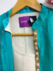 Kurti With Attached Shrug Studded