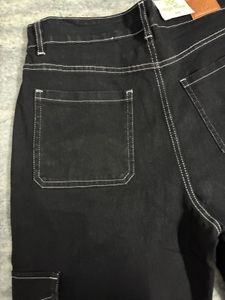 Black Heavy Fabric Cargo Style Pants