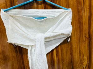 White Eyelet Tie Bandeau Top