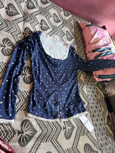 Coquette Blue Printed Slim Top