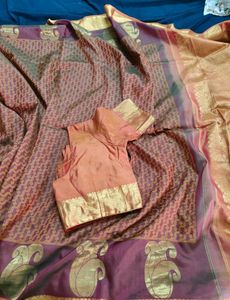 Maroon Korvai Kanchipuram Silk Saree