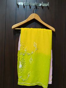Elegant Pink &amp; Yellow Saree