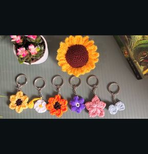 Cute Crochet Flower Keychains