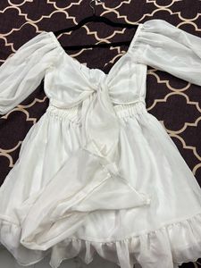 Street Style Store Trending White Dress Tie Up