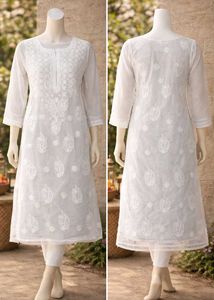 Elegant White Embroidered Kurta