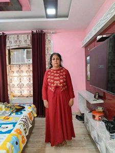 Embroidered Rust 2 Pcs Dress For Karwachauth
