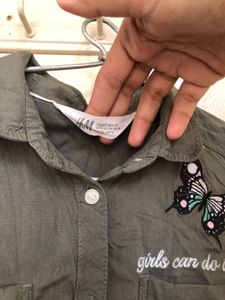 Olive H&amp;M Crop Shirt