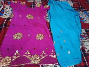 Pink & Blue Kurta Set