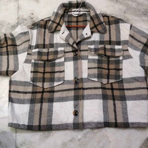 Woolen crop beautiful check shirt