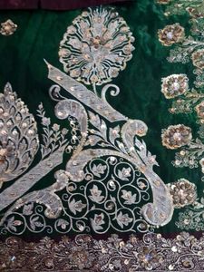 Green  Banaras Embroidered Fabric Heavy Work Saree
