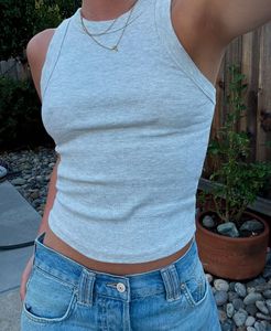 h&m Gray Ribbed Tank Top