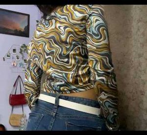 Long Sleeves Multicolour Y2k Top