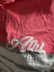 Pink Polo Collar Women Regular Fit T-Shirts