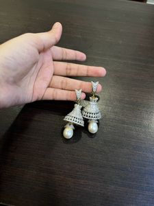 AD WHITE STONE JHUMKAS