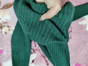 Green Ribbed Knit Top