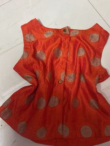 ✨ Festive Orange Polka Dot Ethnic Top / Shrug ✨