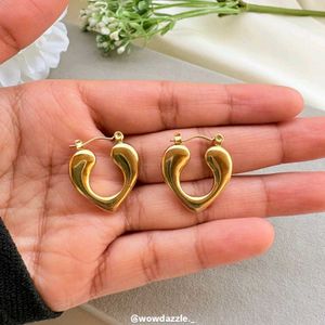 Heart Hoop Earrings - Gold Tone, Anti tarnish