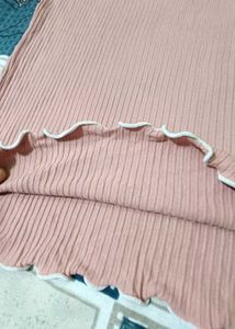 Women Ripped Peach Colour Round Neck Top