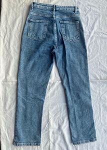 Straight Panel Detail Denim Blue Jeans