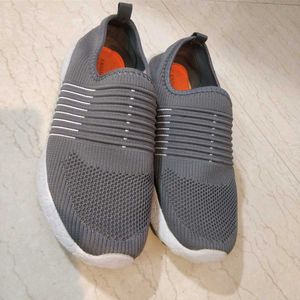 Grey Laceless Walking Shoes UK7