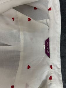 Heart Embroidered White Shirt