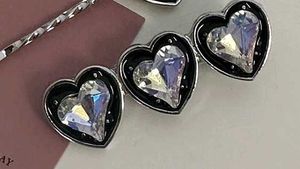 metal tripl black crystal hearts hair clip