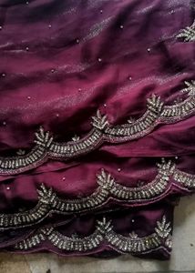 Beautiful handwork Maroon saree