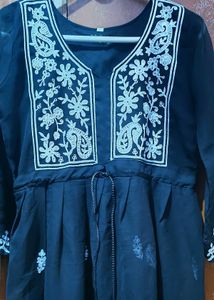 Embroidered Black Kurta