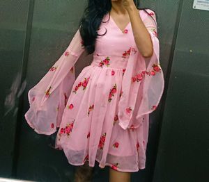 Pink Floral Work Mini Dress