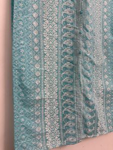 blue chikankari kurti