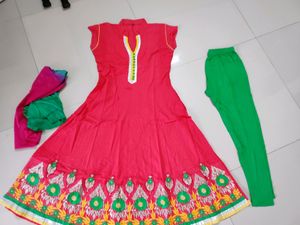 Anarkali Dress With Legging And Dupatta