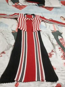 woolen Striped Knit Dress or kurta