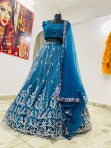 Teal Embellished Lehenga