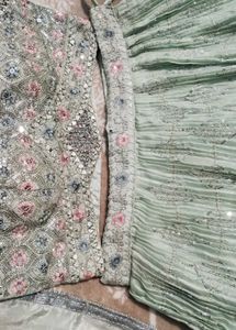 🆕🆕 FULLY STITCHED PASTEL GREEN AESTHETIC LEHENGA