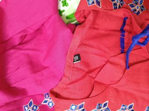 Red Embroidered Kurta