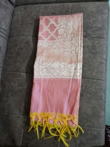 Pink Dupatta With Golden Embroidery