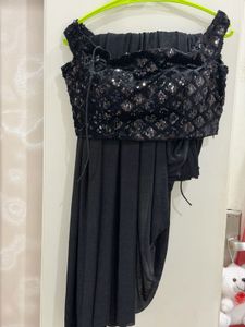 Stylish Black Party Wear predrap Saree